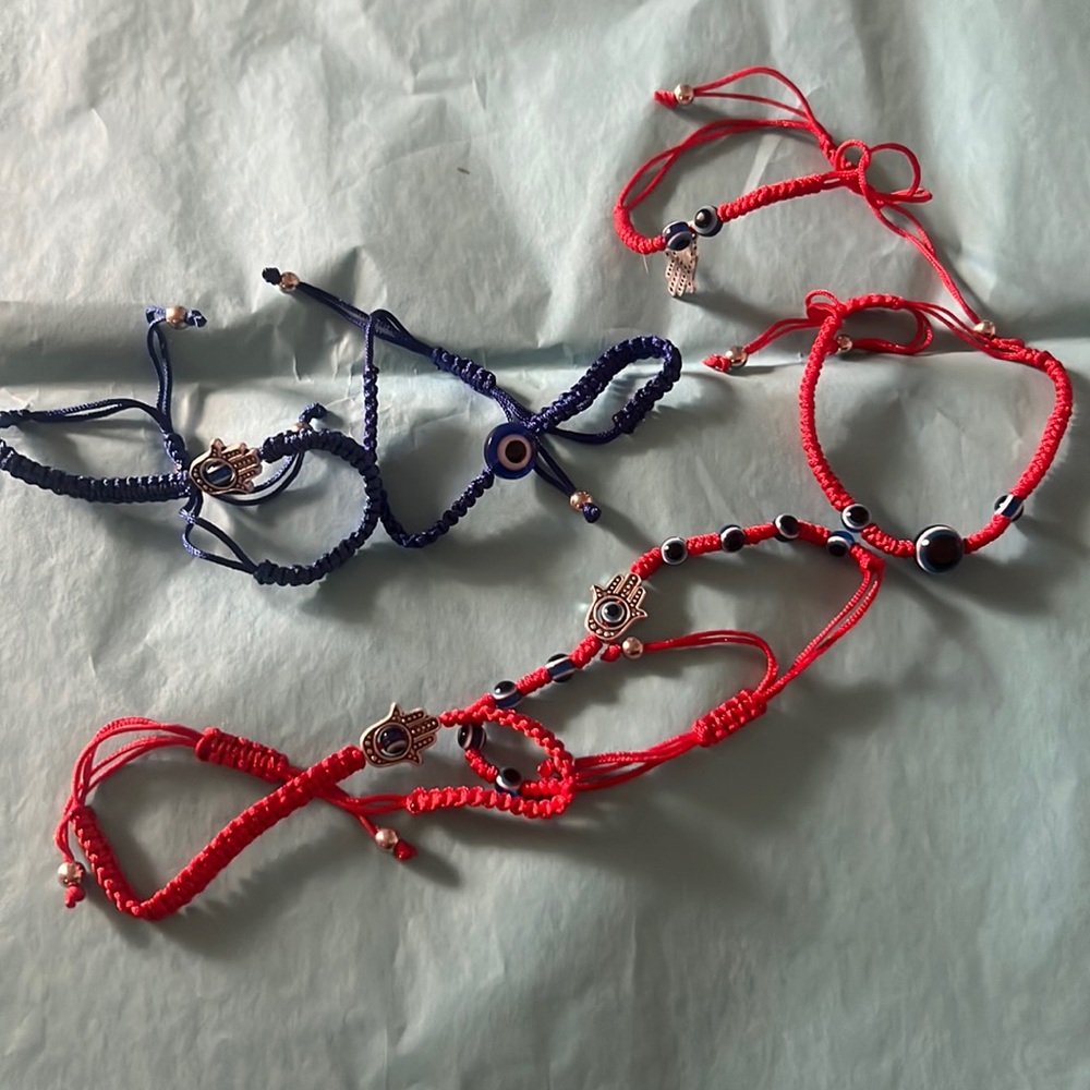 6 evil eye bracelets 2 blue 4 red
